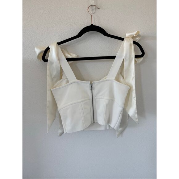 NWOT BCBGMAXAZRIA Ribbon Cream Bustier Top, size: XS/S - Picture 4 of 8